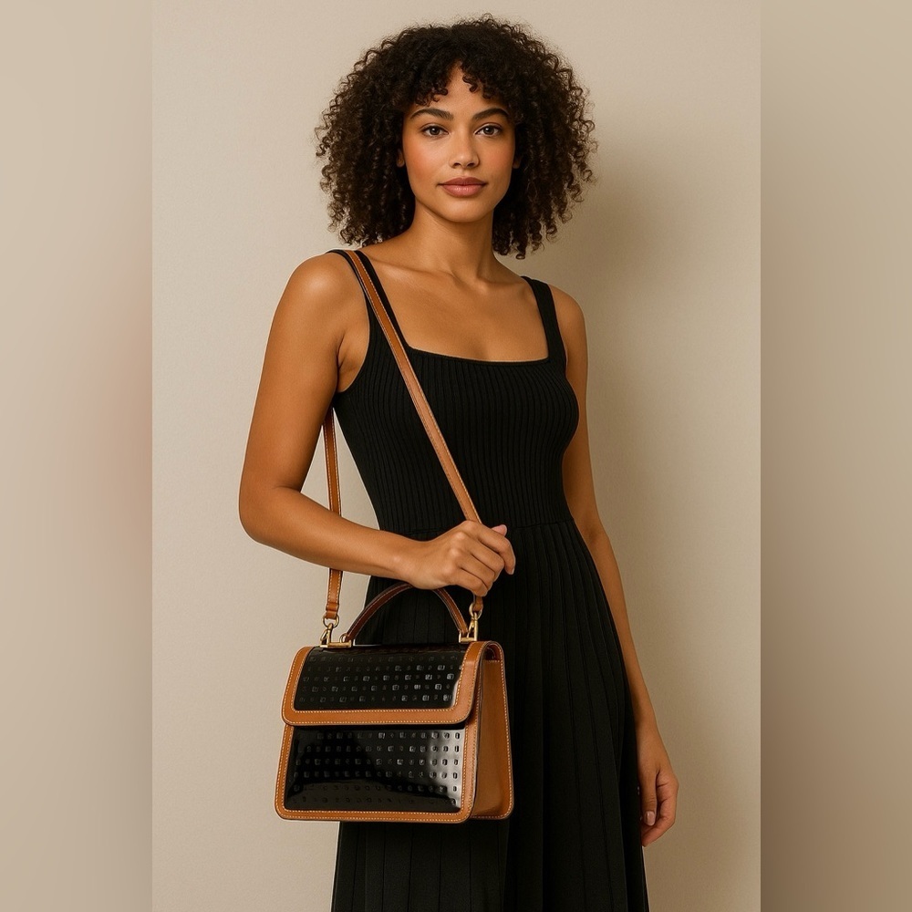 2338- Arcadia Patent Leather Crossbody Bag Made in Italy NWT